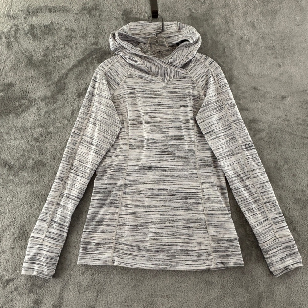 Lululemon Think Fast Hoodie Womens 8 Space Dye Camo White Multi Silverspoon